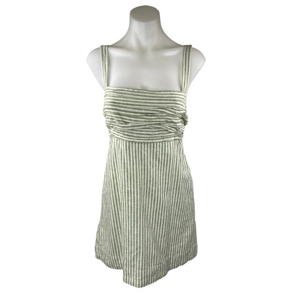 Abercrombie & Fitch Emerson Green Linen Striped Sleeveless Tank Romper Shorts S - Picture 1 of 4
